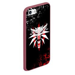 Чехол для iPhone 5/5S матовый Символ Ведьмака: волк logobombing - фото 2