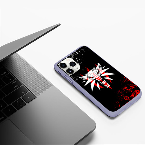 Чехол для iPhone 11 Pro матовый Символ Ведьмака: волк logobombing, цвет светло-сиреневый - фото 5