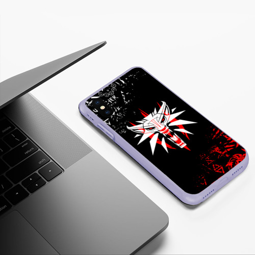 Чехол для iPhone XS Max матовый Символ Ведьмака: волк logobombing, цвет светло-сиреневый - фото 5