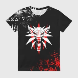Женская футболка 3D Символ Ведьмака: волк logobombing