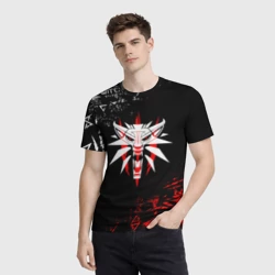 Мужская футболка 3D Символ Ведьмака: волк logobombing - фото 2