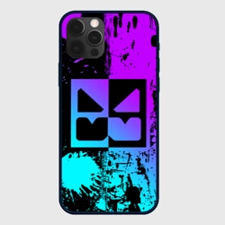 Чехол для iPhone 12 Pro Geometry Dash neon levels smile