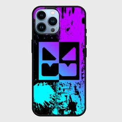 Чехол для iPhone 14 Pro Max Geometry Dash neon levels smile