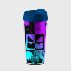 Термокружка-непроливайка Geometry Dash neon levels smile