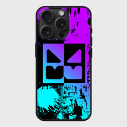 Чехол силиконовый для Apple iPhone 15 Pro матовый Geometry Dash neon levels smile