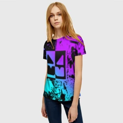 Женская футболка 3D Geometry Dash neon levels smile - фото 2