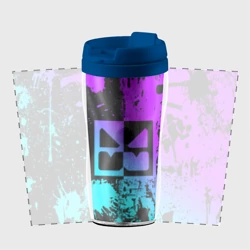 Термокружка-непроливайка Geometry Dash neon levels smile - фото 2