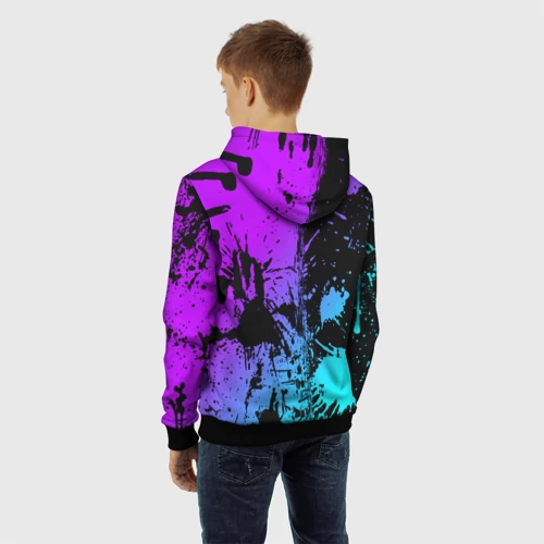 Детская толстовка 3D Geometry Dash neon levels smile - фото 7