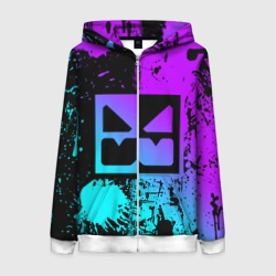 Женская толстовка 3D на молнии Geometry Dash neon levels smile