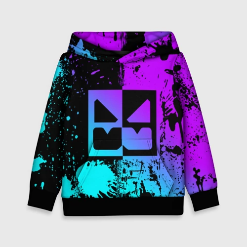 Детская толстовка 3D Geometry Dash neon levels smile