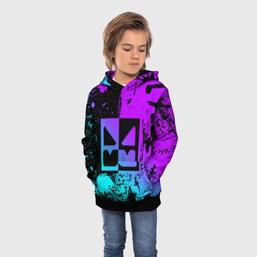 Детская толстовка 3D Geometry Dash neon levels smile - фото 3