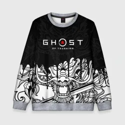 Детский свитшот 3D Ghost of Tsushima dragon на спине