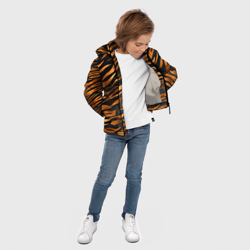 Зимняя куртка для мальчиков 3D В шкуре тигра, цвет светло-серый - фото 5