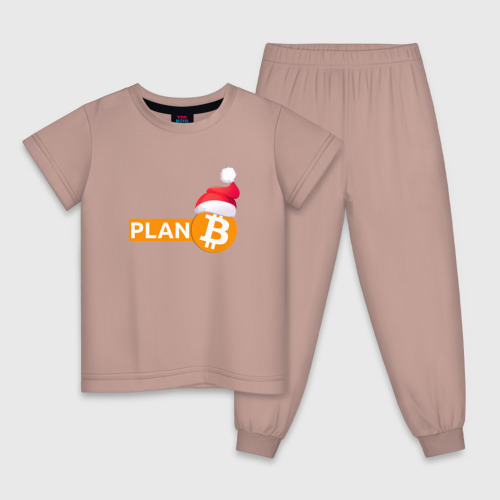 Детская пижама хлопок с принтом Bitcoin new year, вид спереди #2
