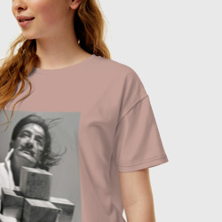 Женская футболка хлопок Oversize Salvador Dali and cross - фото 2