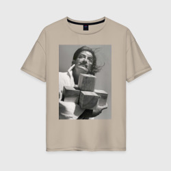 Женская футболка хлопок Oversize Salvador Dali and cross