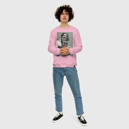 Мужской свитшот хлопок Salvador Dali and cross, цвет светло-розовый - фото 5