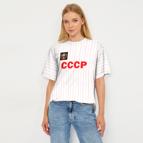 Женская футболка oversize 3D Сборная СССР по футболу'82, цвет 3D печать - фото 5