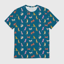 Мужская футболка 3D Тигрята на темном фоне