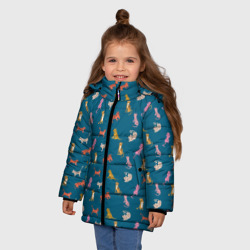 Зимняя куртка для девочек 3D Тигрята на темном фоне - фото 2