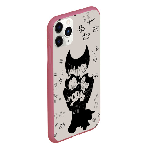 Чехол для iPhone 11 Pro Max матовый Baby bendy bendy and the Ink machine, цвет малиновый - фото 3