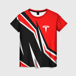 Женская футболка 3D Tesla motors red line Тесла