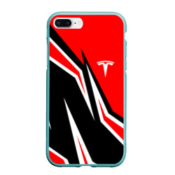 Чехол для iPhone 7Plus/8 Plus матовый Tesla motors red line Тесла