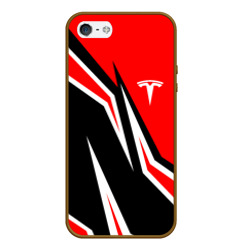 Чехол для iPhone 5/5S матовый Tesla motors red line Тесла