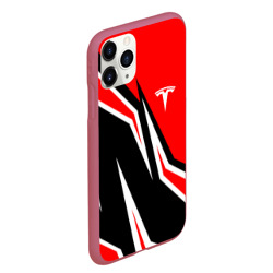 Чехол для iPhone 11 Pro Max матовый Tesla motors red line Тесла - фото 2