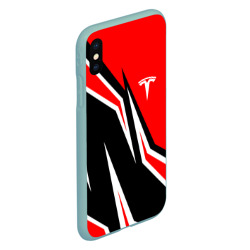 Чехол для iPhone XS Max матовый Tesla motors red line Тесла - фото 2