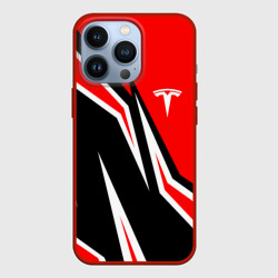 Чехол для iPhone 13 Pro Tesla motors red line Тесла