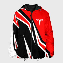 Мужская куртка 3D Tesla motors red line Тесла