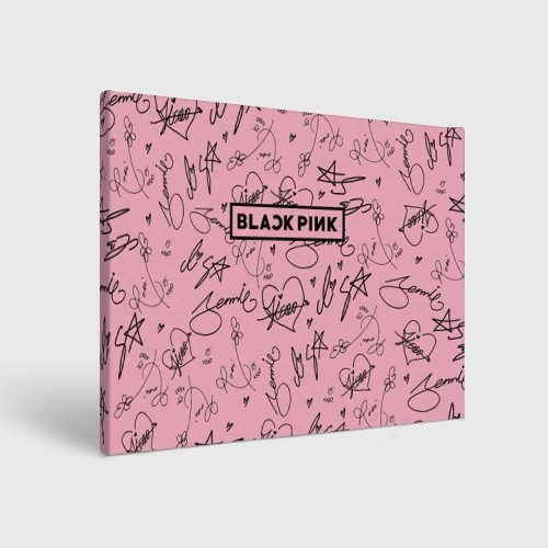 Холст прямоугольный Blackpink автографы розовый Pink