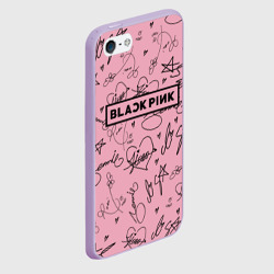 Чехол для iPhone 5/5S матовый Blackpink автографы розовый Pink - фото 2