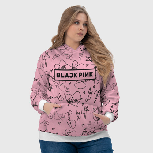 Женская толстовка 3D Blackpink автографы розовый Pink, цвет 3D печать - фото 6