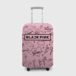 Чехол для чемодана 3D Blackpink автографы розовый Pink