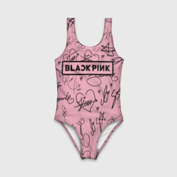 Детский купальник 3D Blackpink автографы розовый Pink - фото 2