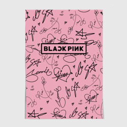 Постер Blackpink автографы розовый Pink