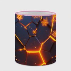 Кружка с полной запечаткой Новогодние огненные 3D плиты fire neon hexagon - фото 2