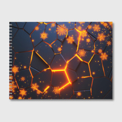 Альбом для рисования Новогодние огненные 3D плиты fire neon hexagon