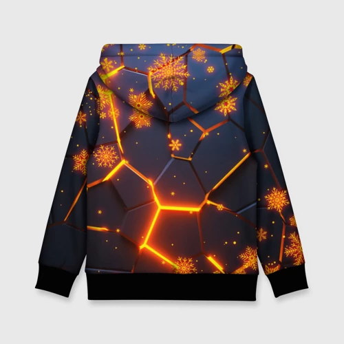 Детская толстовка 3D Новогодние огненные 3D плиты fire neon hexagon - фото 2