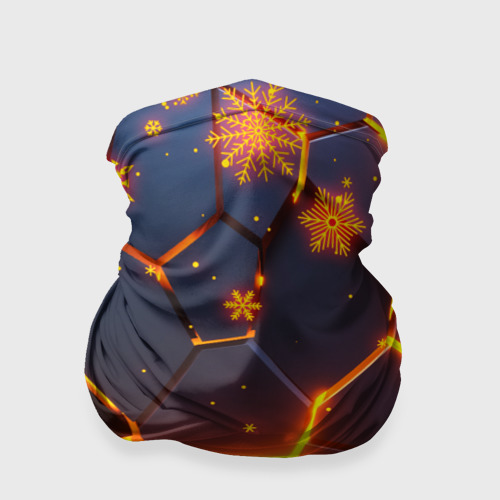 Бандана-труба 3D Новогодние огненные 3D плиты fire neon hexagon, цвет 3D печать