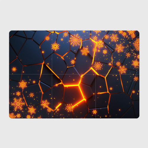 Магнитный плакат 3Х2 Новогодние огненные 3D плиты fire neon hexagon