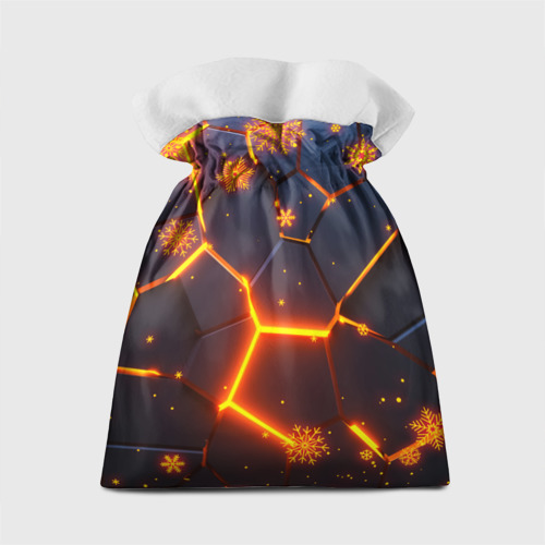 Подарочный 3D мешок Новогодние огненные 3D плиты fire neon hexagon - фото 2