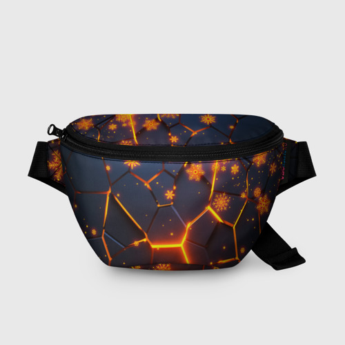 Поясная сумка 3D Новогодние огненные 3D плиты fire neon hexagon