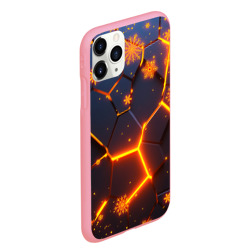 Чехол для iPhone 11 Pro Max матовый Новогодние огненные 3D плиты fire neon hexagon - фото 2