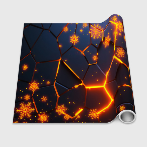 Бумага для упаковки 3D Новогодние огненные 3D плиты fire neon hexagon - фото 2