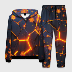 Мужской костюм 3D Новогодние огненные 3D плиты fire neon hexagon