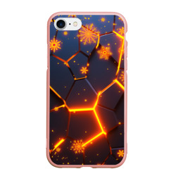 Чехол для iPhone 7/8 матовый Новогодние огненные 3D плиты fire neon hexagon