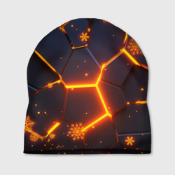 Новогодние огненные 3D плиты fire neon hexagon – Шапка 3D с принтом купить